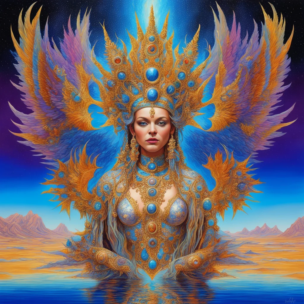 stunning rendition of the queen of lost nights who dwells upon the planes of salt which lies in the crystal water desert