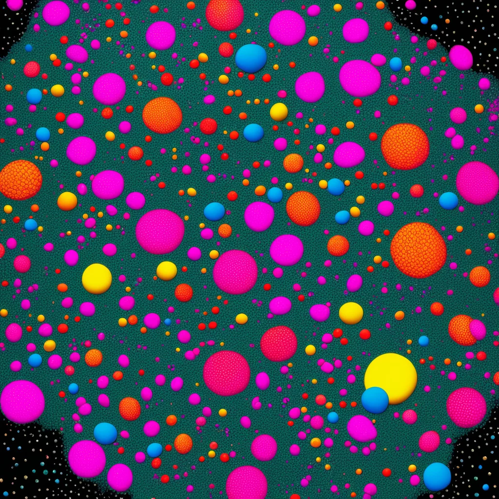 summer solstice night in the style of Kusama Yayoi cell membrane cyberpunk satellite view w 390 h 844