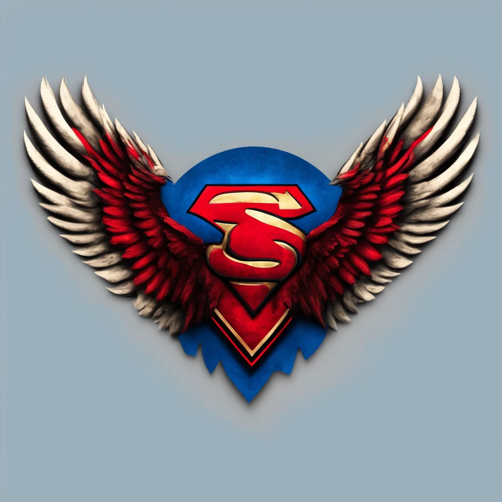 superman logo with atlanta falcon bird logo with wings and claws on bird