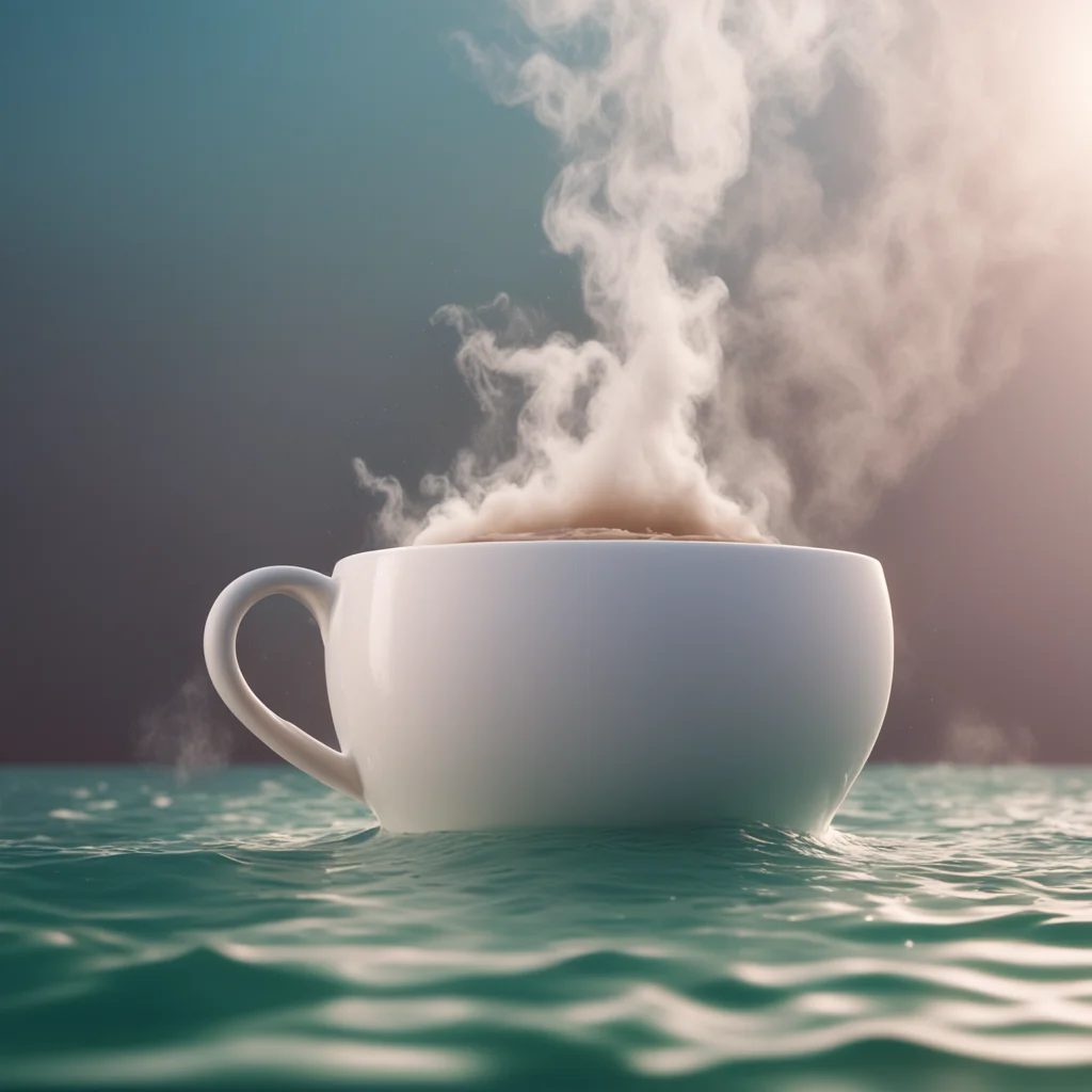 swimming in a giant coffee cup hot steam rising octane render