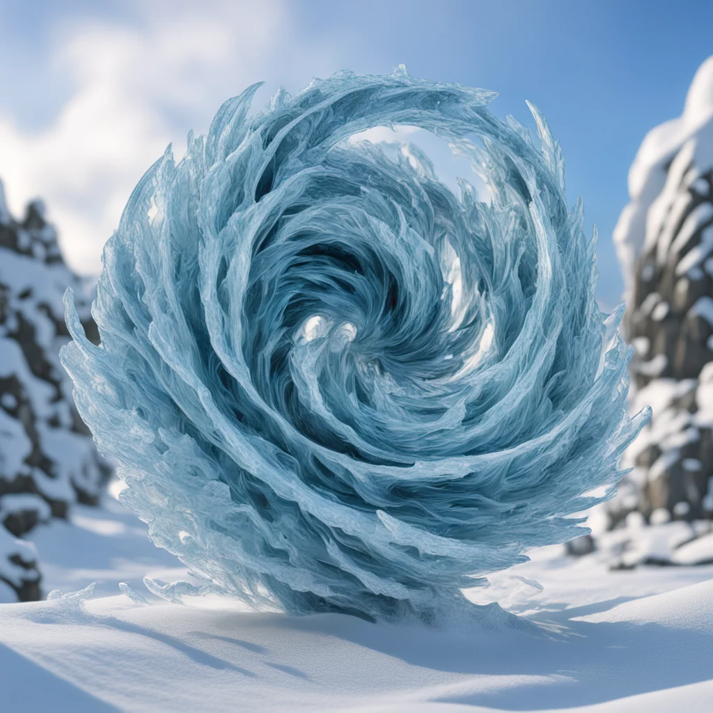 swirling vortex of ice and snow inspired by Peter Mohrbacher in the style of Ryu Oyama Rendered in Nvidias Omniverse 85m