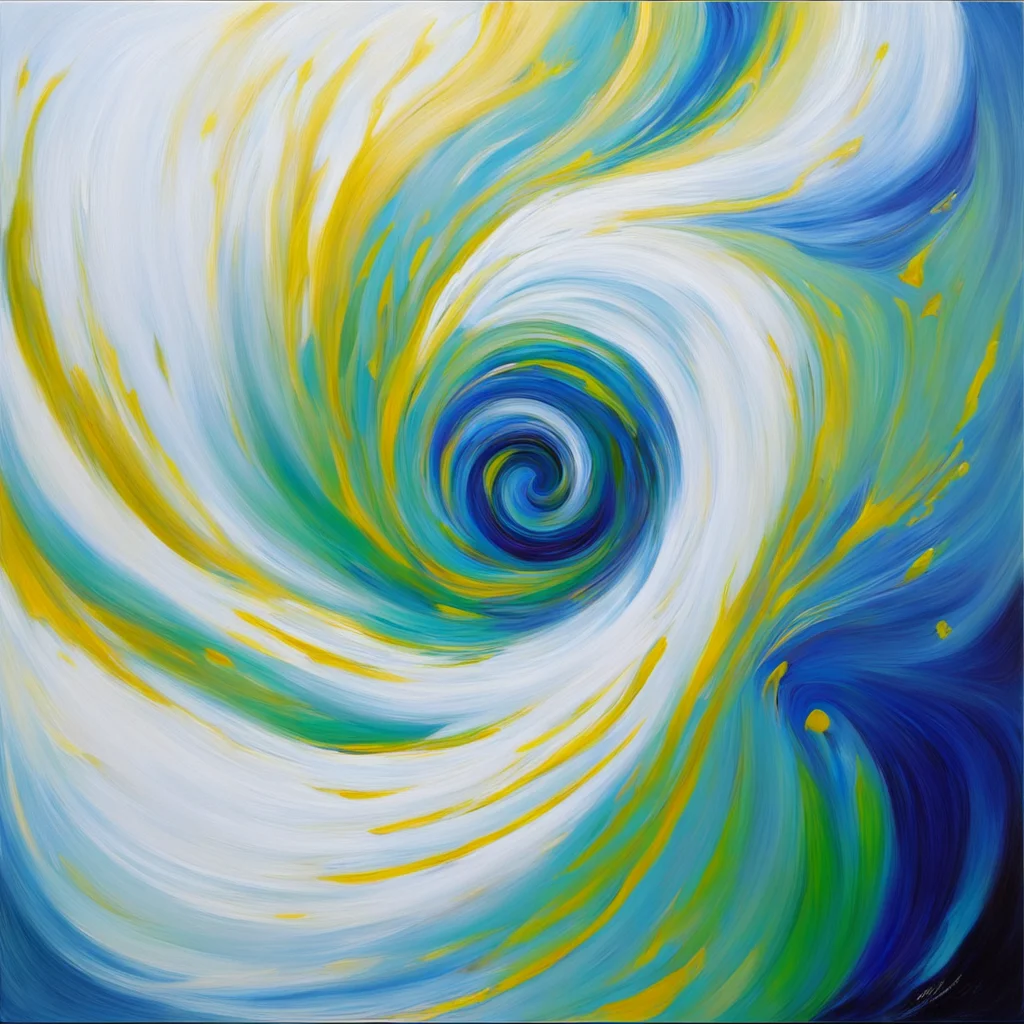 swirlingbluewhitegreen and a little goldenoil painting