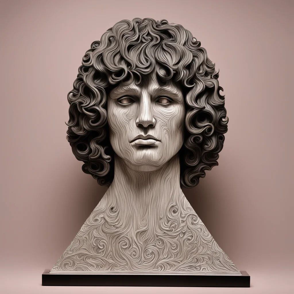 symmetrical Jim Morrison wooden sculpture carved from a silver knife —uplight hd