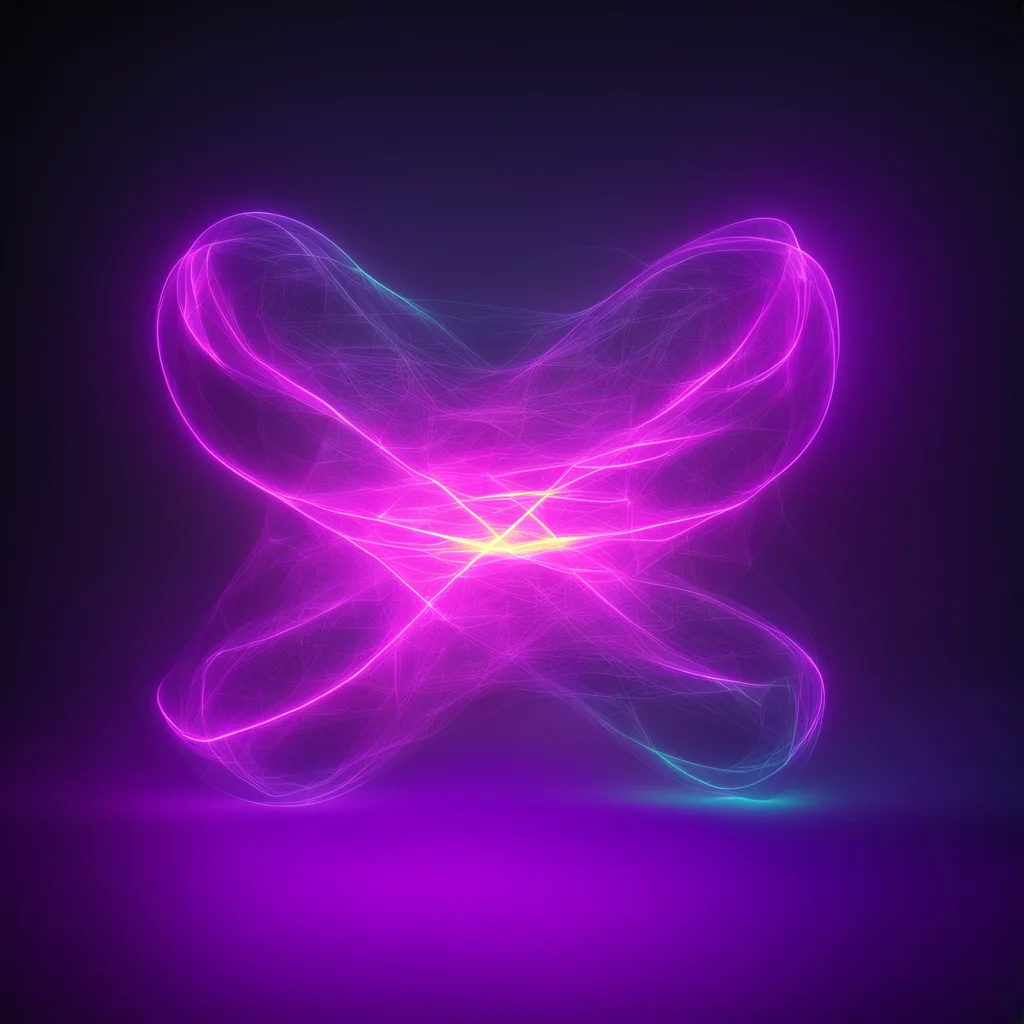 tangled recursive neon ribbon geometry in a foggy prismatic celestial void emitting laser beams2 octane render