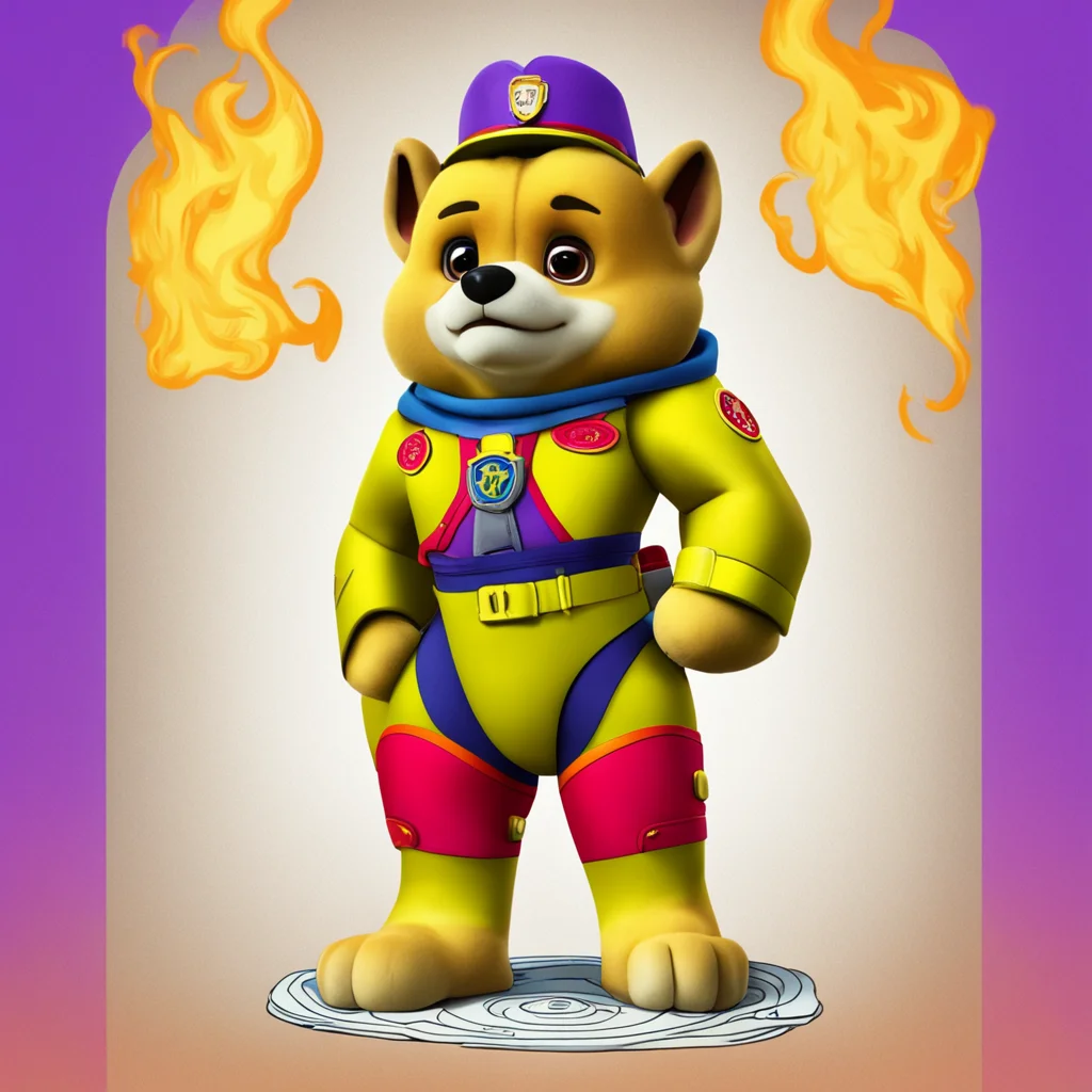 tarot card paw patrol fire department shows paw holding juul hose that spits fire do not show face or body