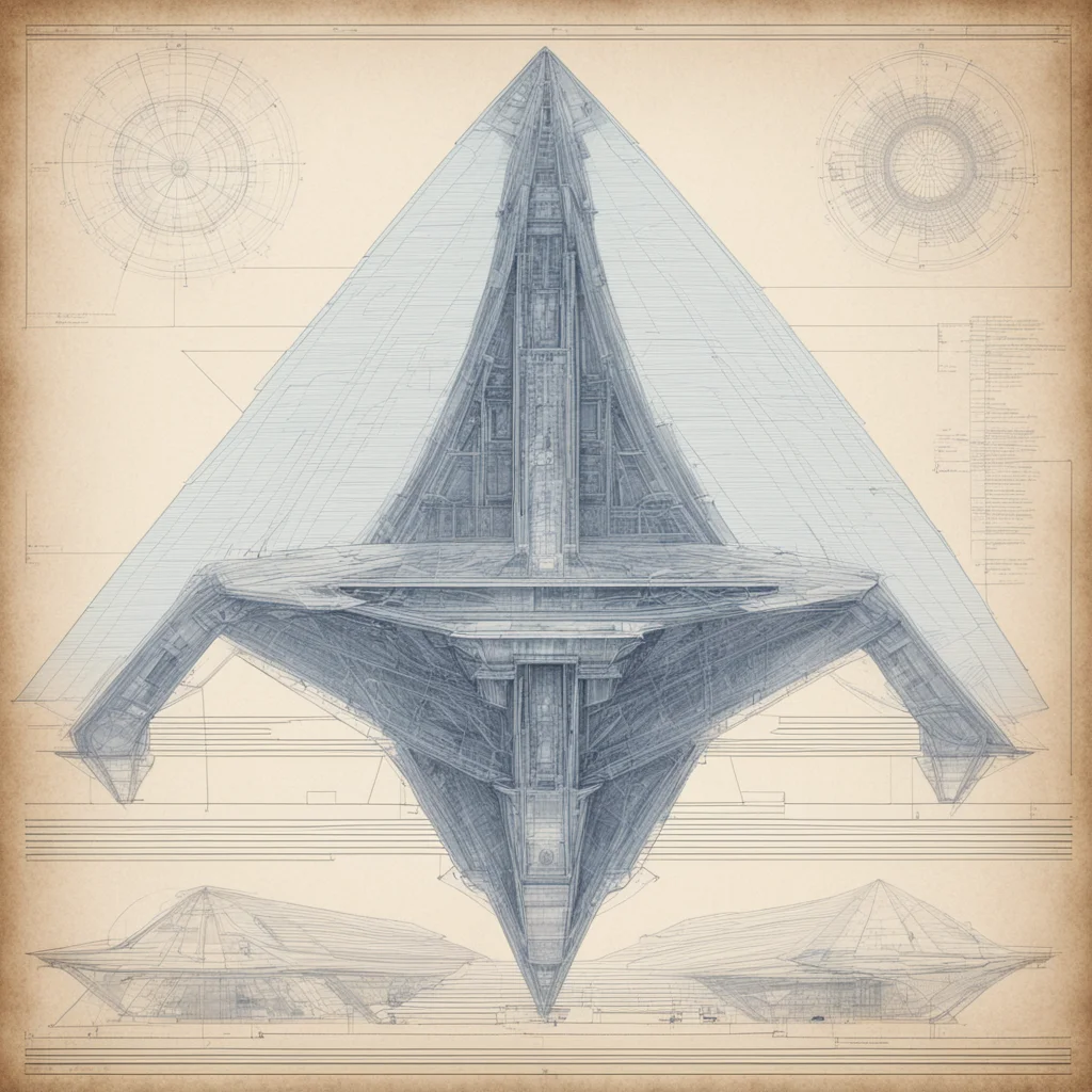technical drawing blueprint futuristic alien pyramid mega structure Destiny ar 916