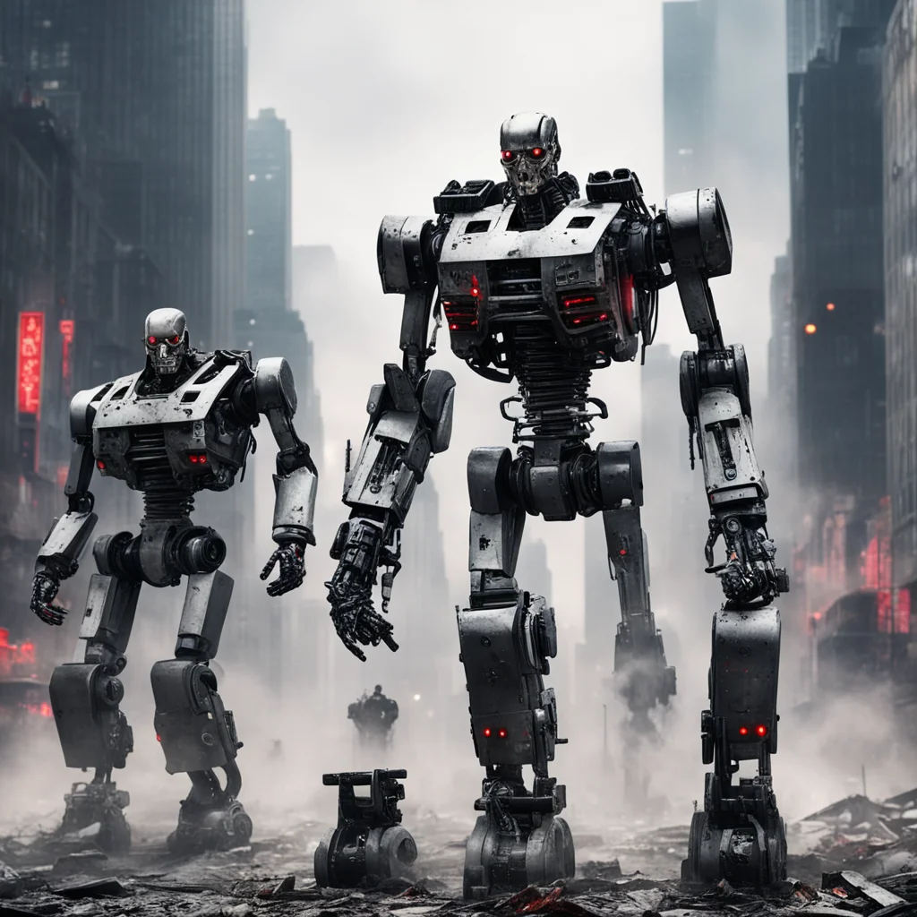 terminator robots in combat with vampires in post apocalyptic new york