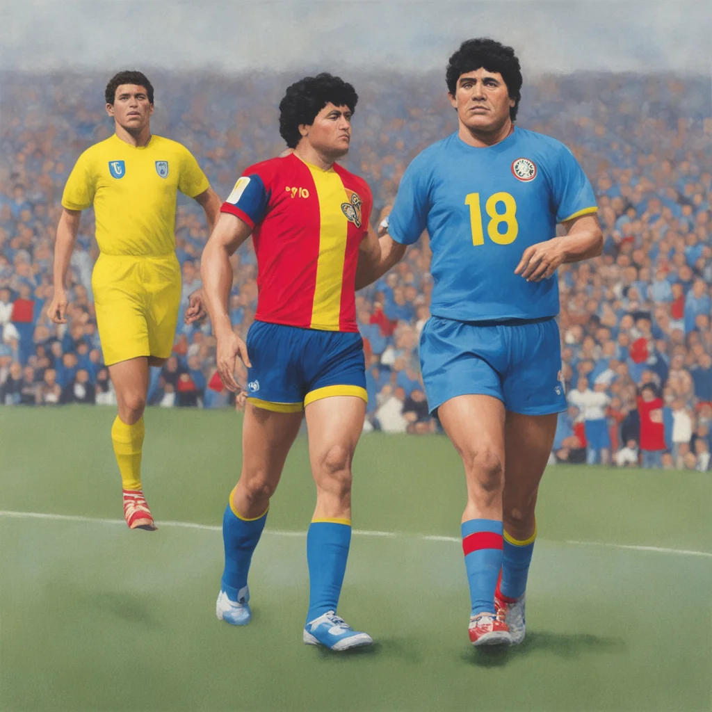 the Maradona vs Belgian image reimagined by Peter Blake