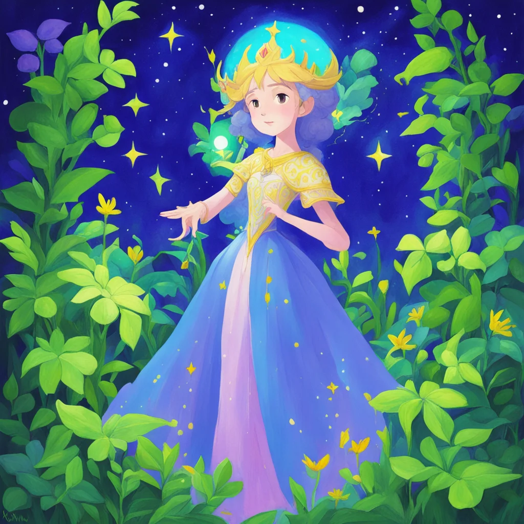 the Starlight Princess  overgrown  plants  fantasy  myth  religion  gouache  ni ni kuni style ar 916