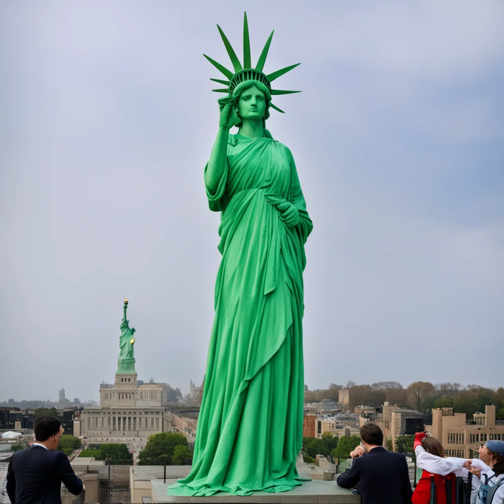 the Statue of Liberty She is dressed like a maid in the handmaids tale