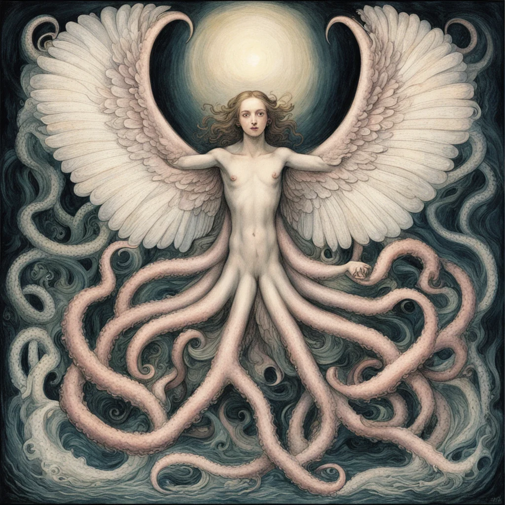 the archangel and the octopus by William Blake illustrated