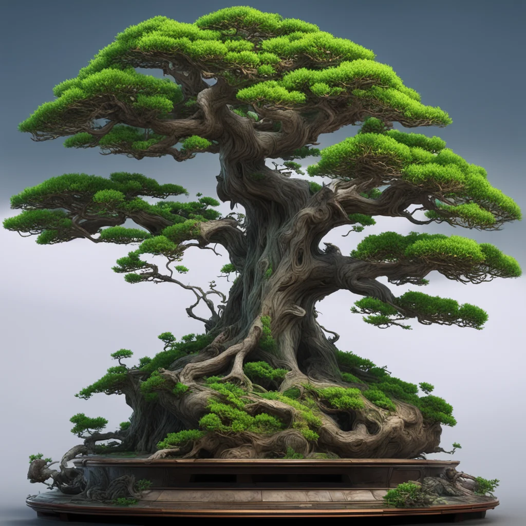 the bonsai tree king merchant type character design portrait cosmic survival designed by sawoozerOctane rederer 4k hyper