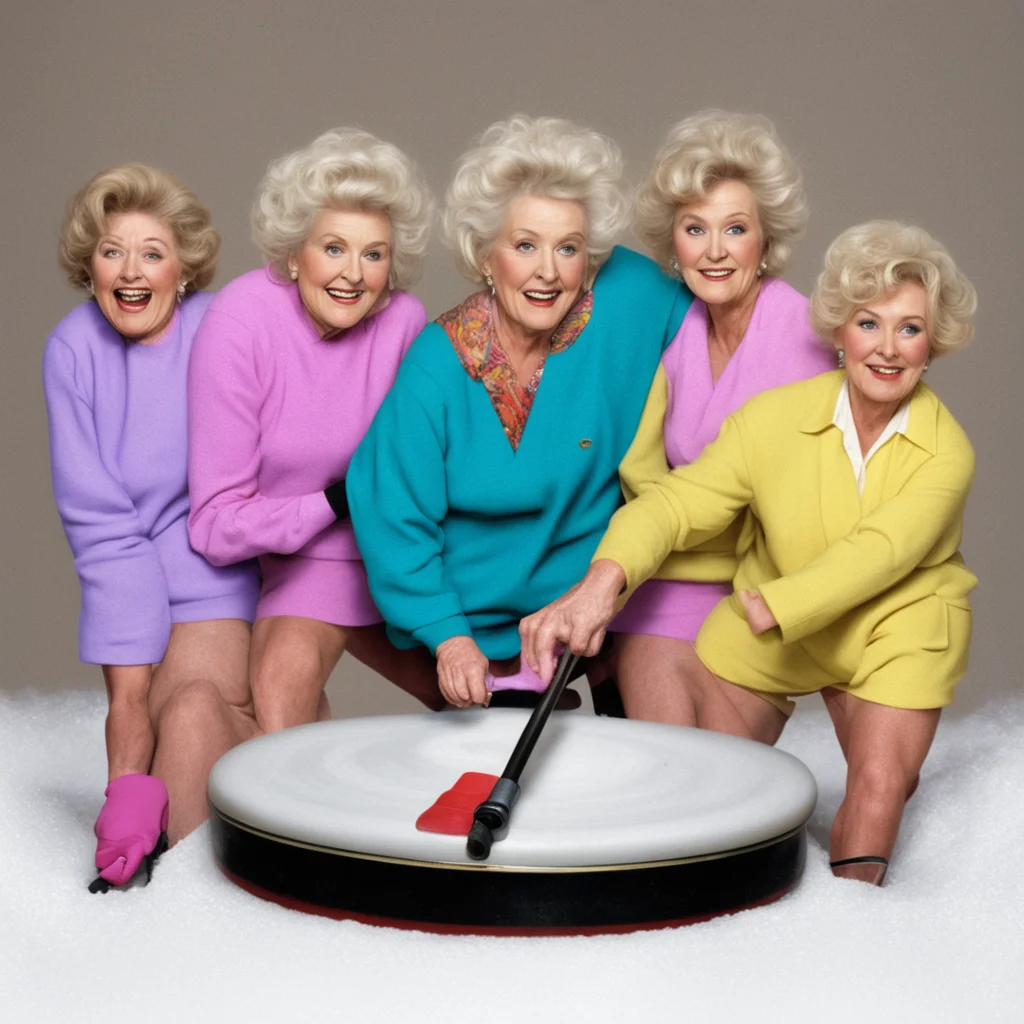 the cast of golden girls playing curling  Thomas Kincaid