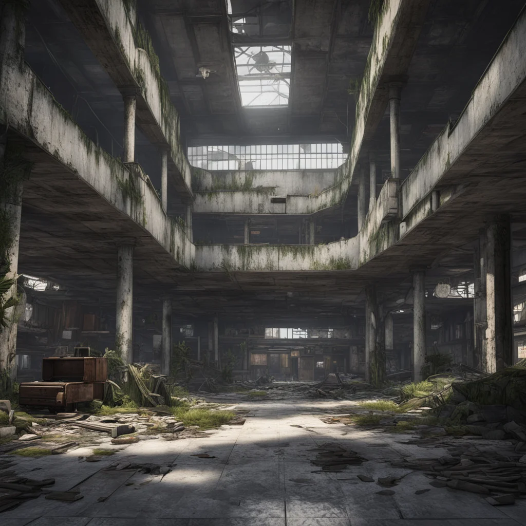 the last of us part 2 themed abandoned shopping mall highly detailed ar 169 no text