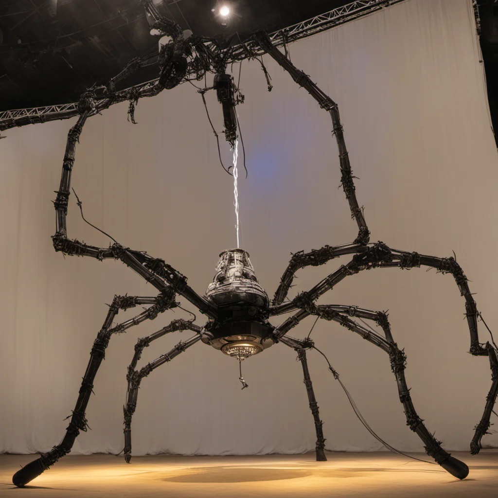 the spider from the movie wild wild West made from stage lighting from a concert