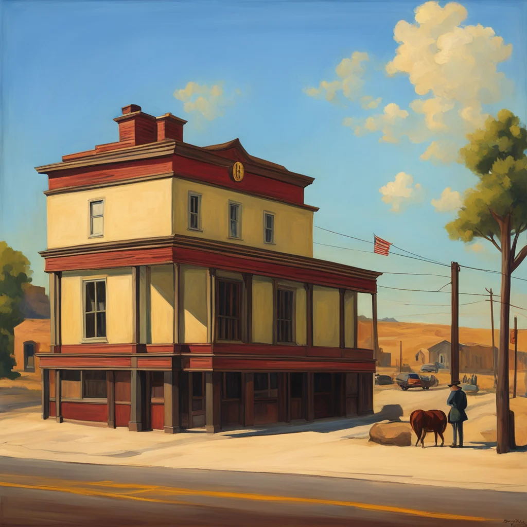 the time of time Wells Fargo jamestown 19th century old west hwy 49 in style of Edward Hopper ar 168