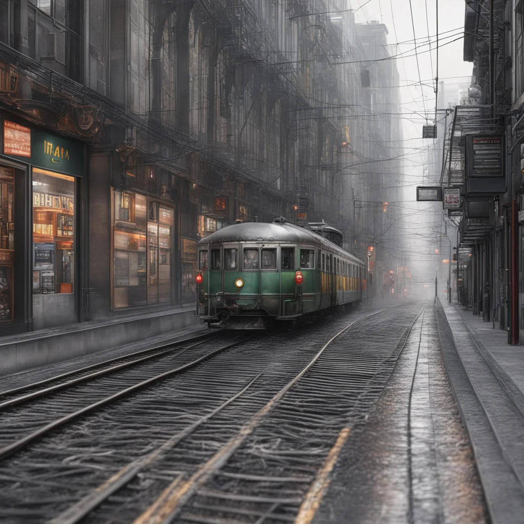 the whole world is covered in street car wires hyper realistic steam rising from subway grates intricate detail ar 169