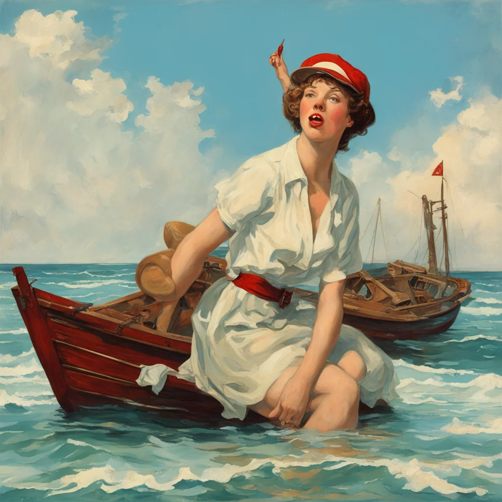 theres always a siren singing you to shipwreck in the style of norman rockwell