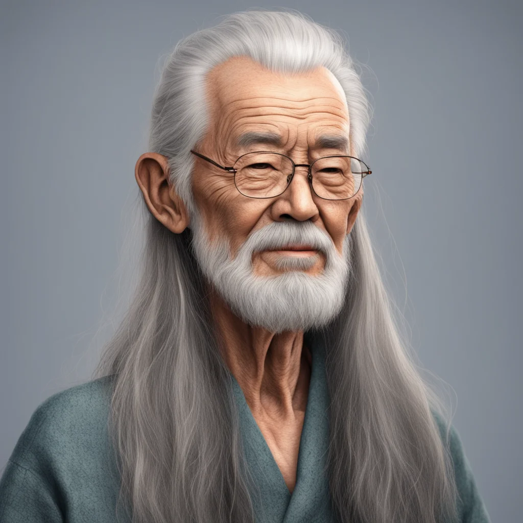 thin old long hair chinese hipster photorealistic