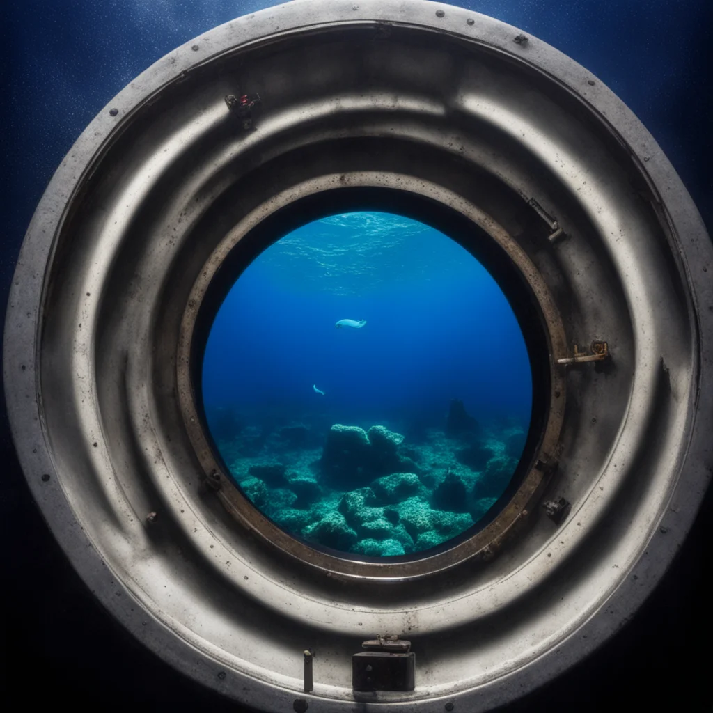 through the porthole of the Titanic at 15000 feet under the sea