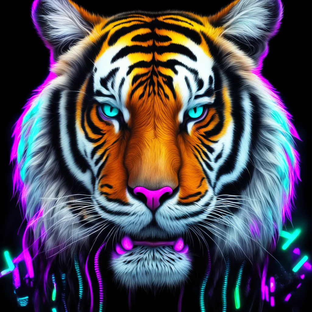 tiger face protraitcyberpunkneon lightingrealism