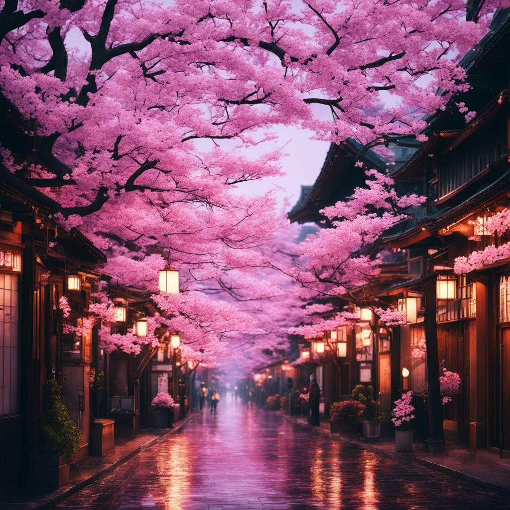 tokyo street at dusk Sakura blossoms magical atmosphere by Renato muccillo and Andreas Rocha trending on artstation dof