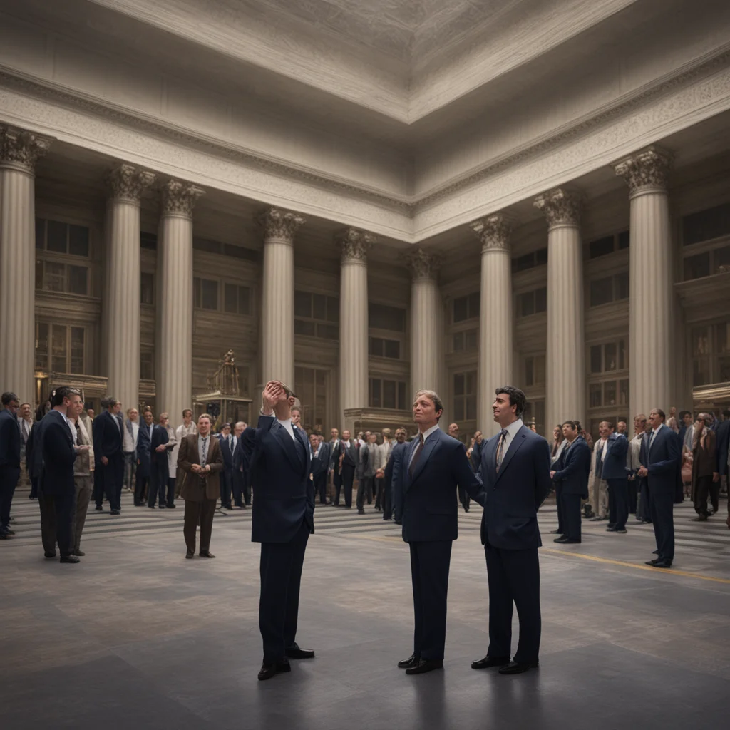 tomfoolery in the New York Stock Exchange hyperrealistic matte painting 8k cinematic dramatic lighting no dof ar 811
