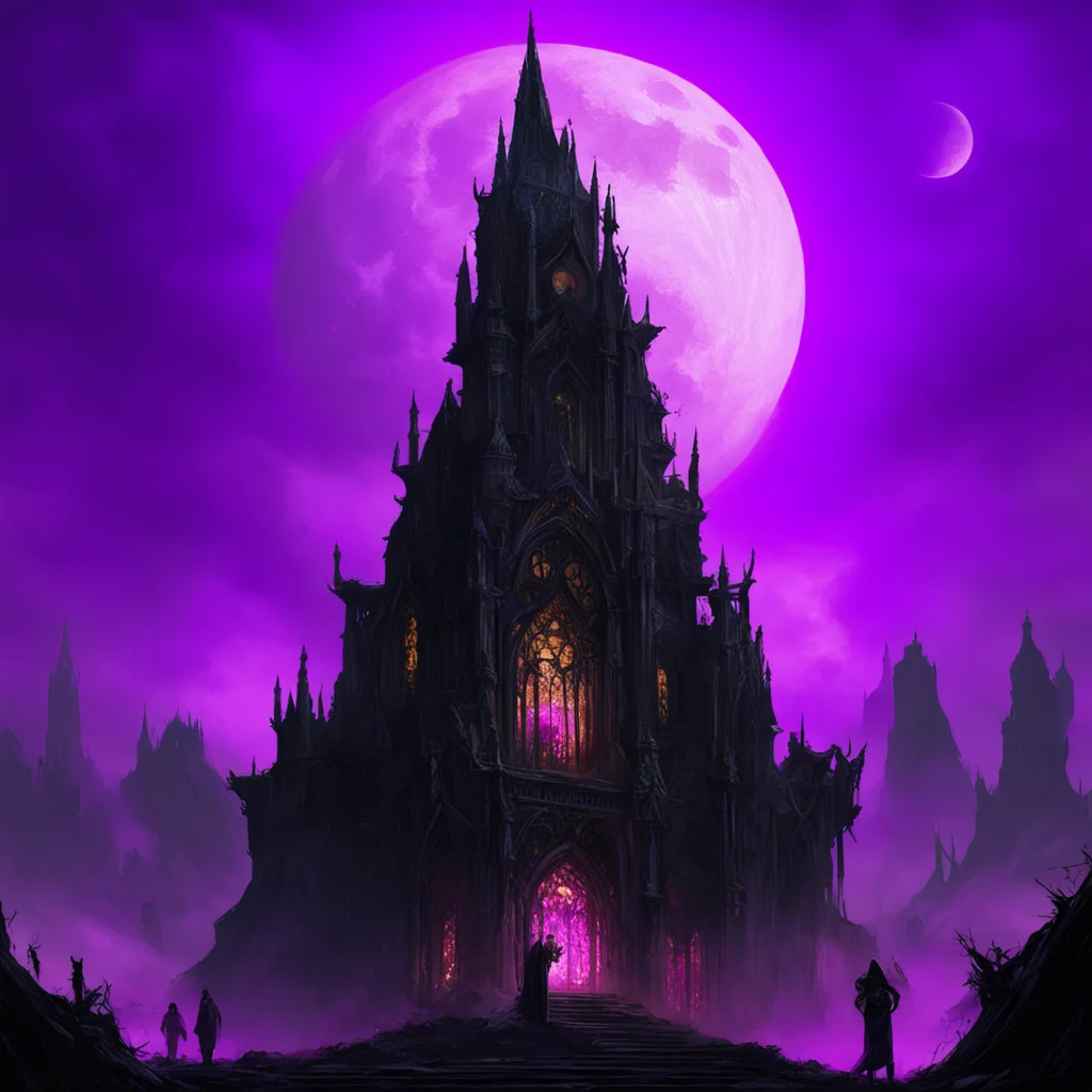 tower of the violet necromancer night lunar eclipse in the style of craig mullins and ruan jia and quentin mabille high 