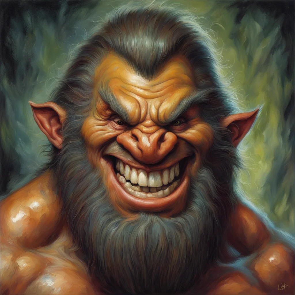 troll beard large nose happy portrait headshot by Jeff Easley ar 23