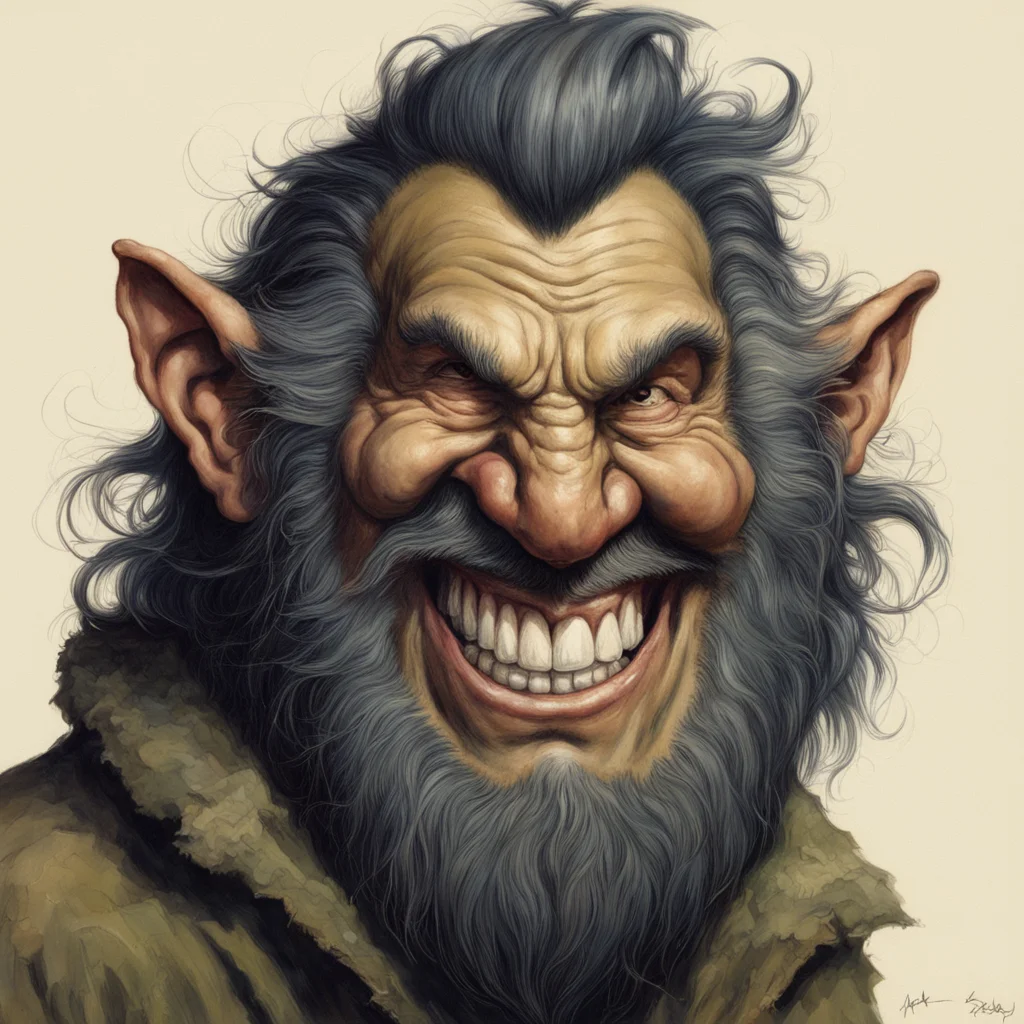 troll beard large nose happy portrait headshot by Josh Kirby ar 23