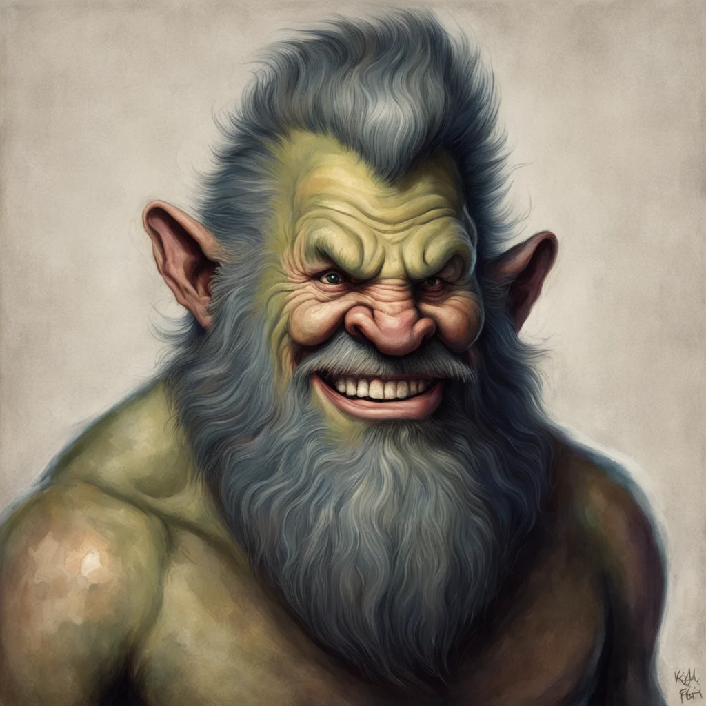 troll beard large nose happy portrait headshot by Kelly Freas ar 23