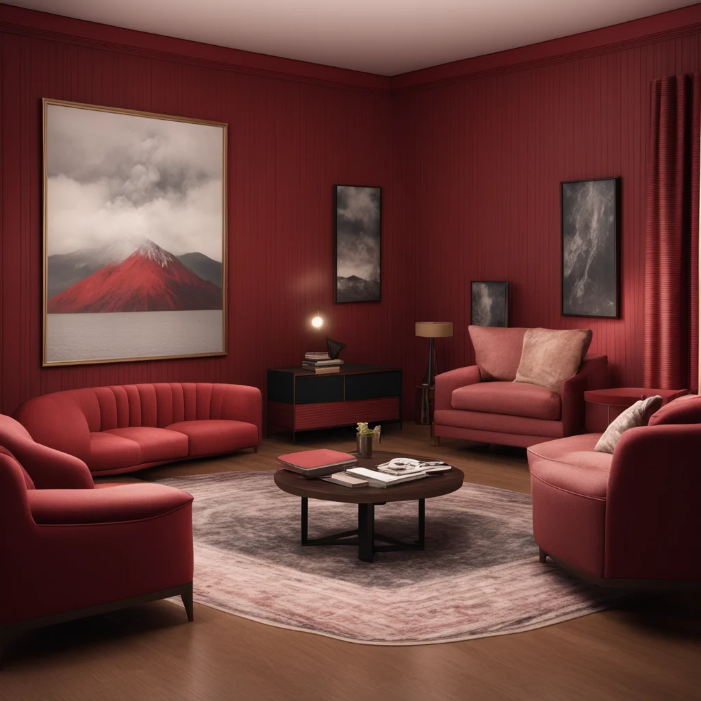 twin peaks themed living room film grain octane render