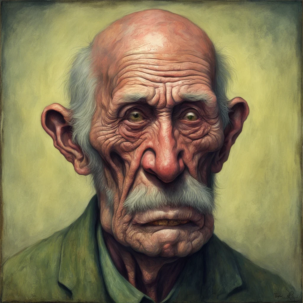 ugly old man with very big ruddy nose by Beksinkski ar 23