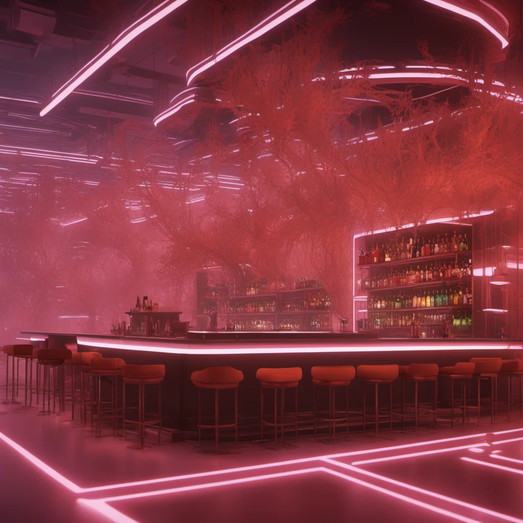 ultra futuristic | bar with drinks and cocktails and bartender | generative procedural coral structure | interior wide shot | bladerunner | ridley scott | mis