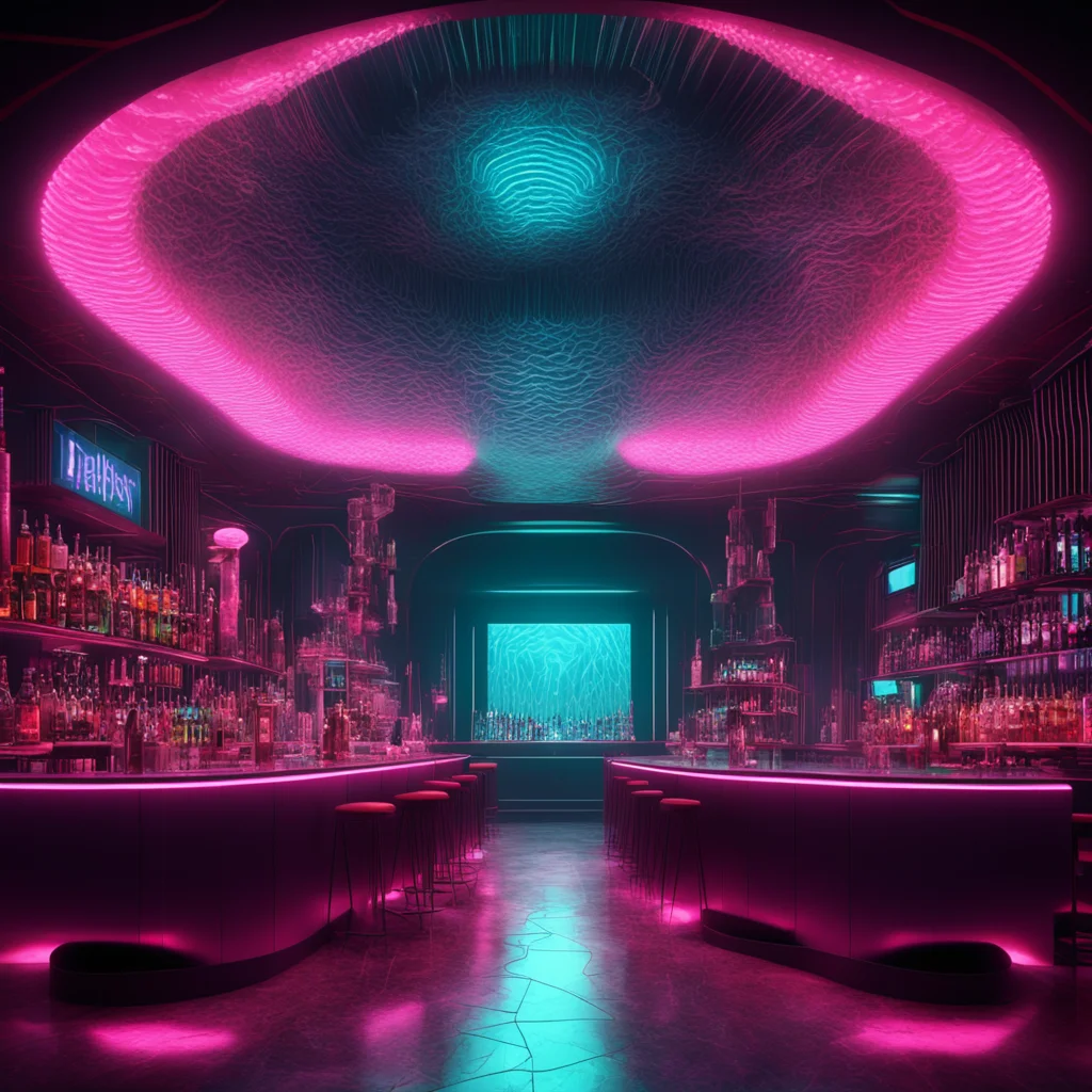 ultra futuristic | bar with drinks and cocktails and bartender | generative procedural coral structure | organic forms |