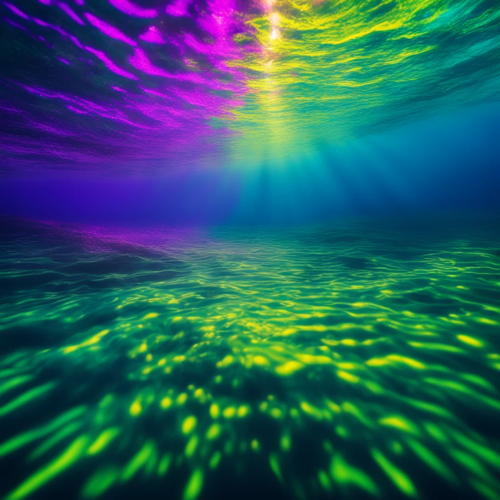 underwater shafts of light vibrant psychedelic waves macro photography refracting light octane ar 169