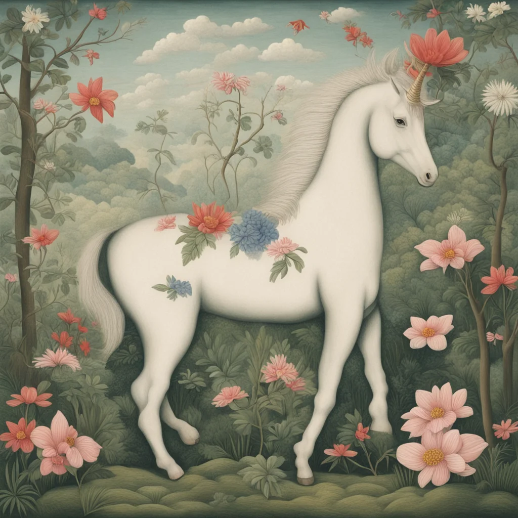 unicorn anatomy by henri rousseau murakami hokusai h 1500 w 500