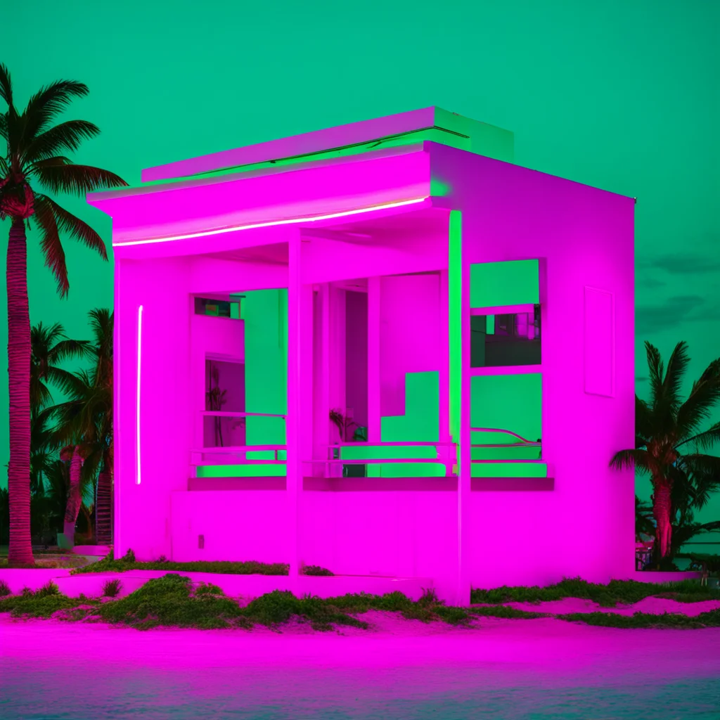 vacation neon trap house in miami beach 35mm photography