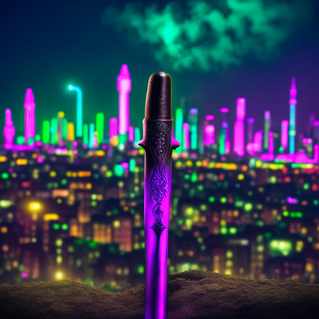 vape pen baseball bat tip is glowing little league park bustling city in background cyberpunk fleur de lis