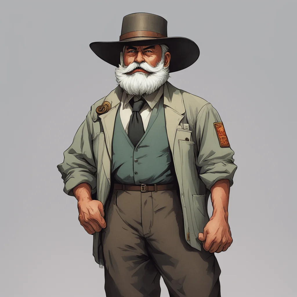 very angry old yakuza mafia professor explorer archaeologist with white large beard and moustache wearing an armored gua