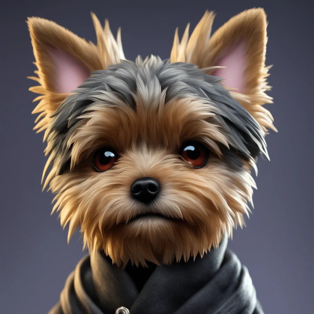 very detailed image of a Yorkie in the style of Naruto anime uplight