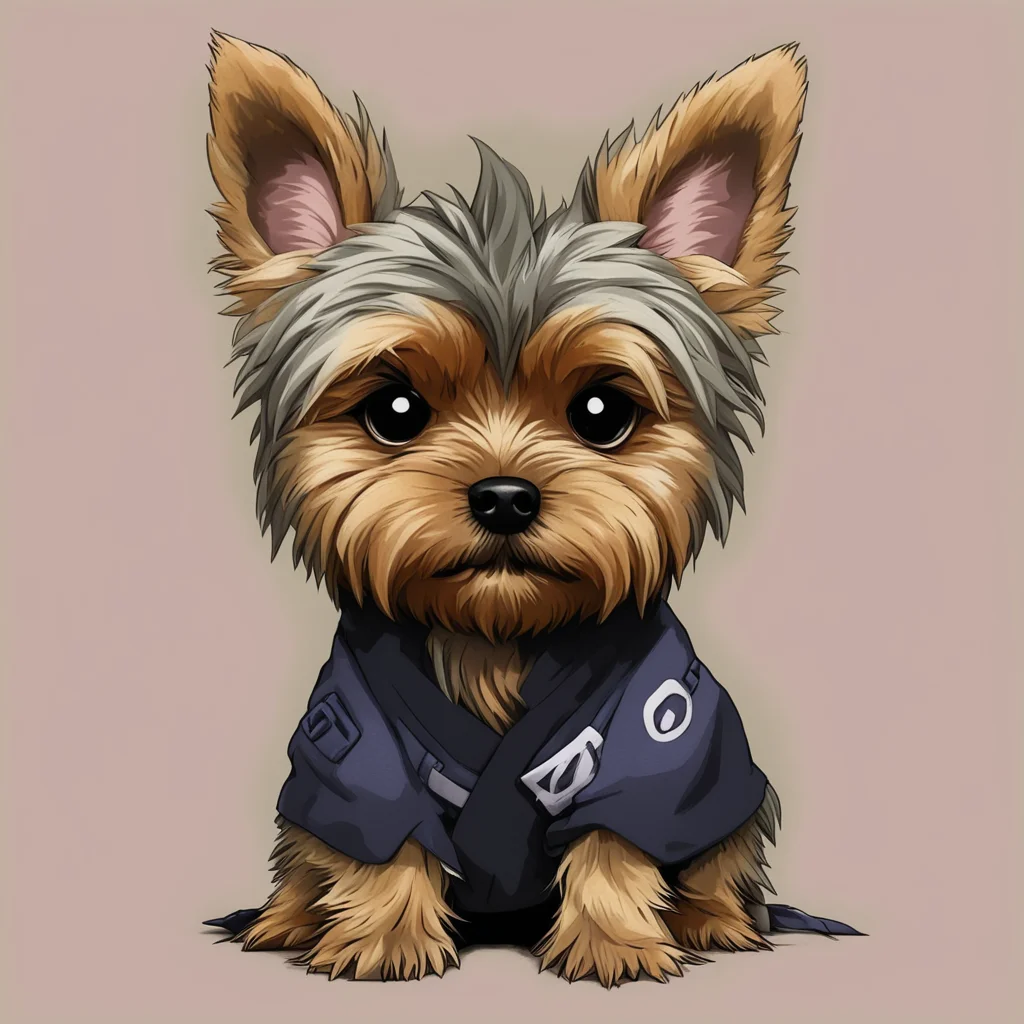 very detailed image of a Yorkie in the style of Naruto anime
