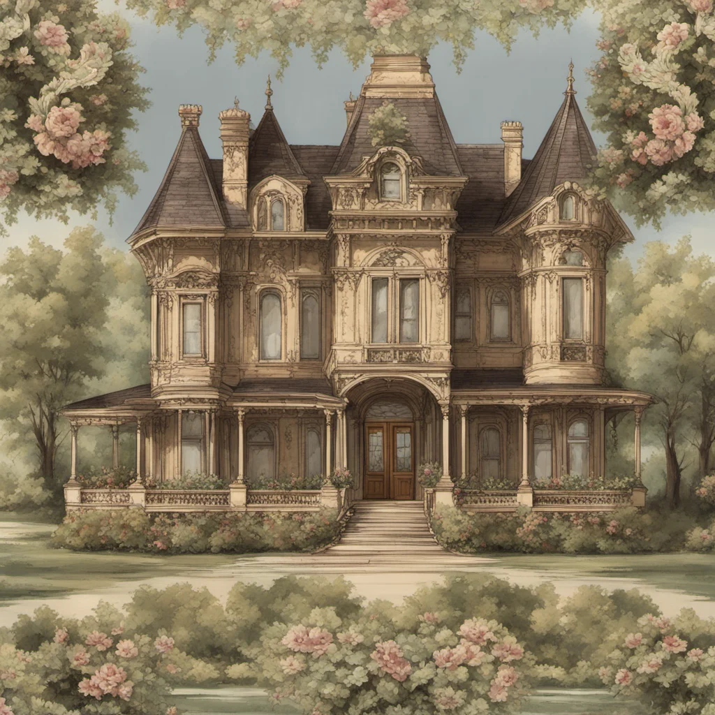 victorian mansion wallpaper ar 1218  in the style in the style of ita bullard