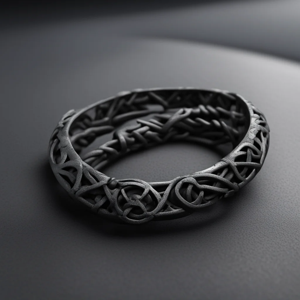 viking symbols amulet made from black iron arm ring matte painting unreal engine ar 169