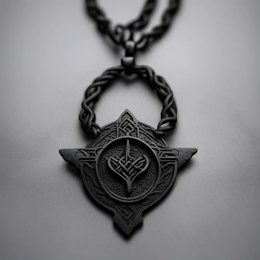 viking symbols amulet made from black iron with a carbon fiber necklace matte painting unreal engine ar 169