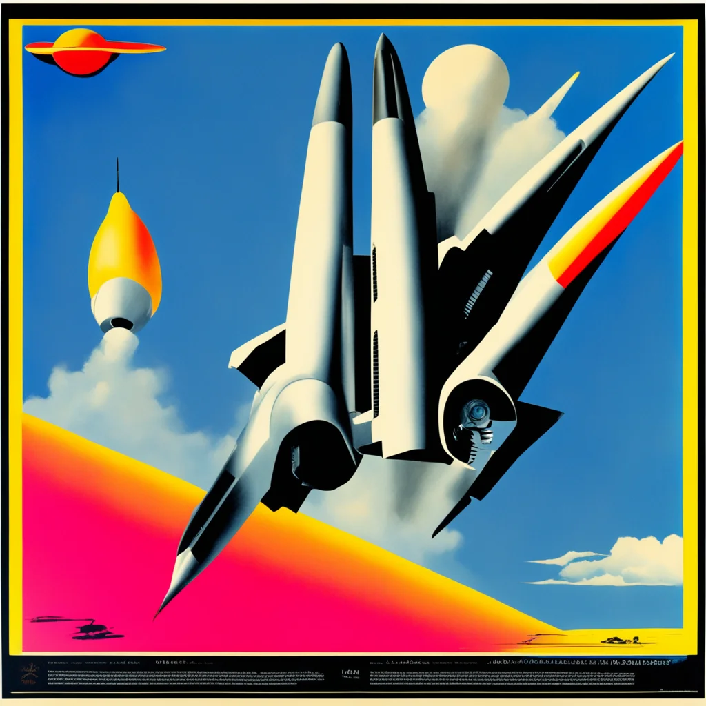 vintage art deco poster2 bold colors with a rocketship space shuttle x 38 x 15 edwards air force base1 —ar 23