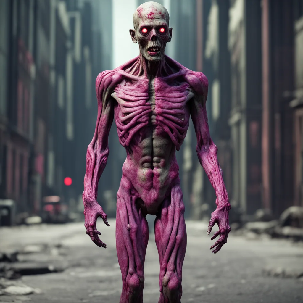 vintage sharp full body of a zombie in metropolis movie anatomically correction and proportionally correct Add some pink