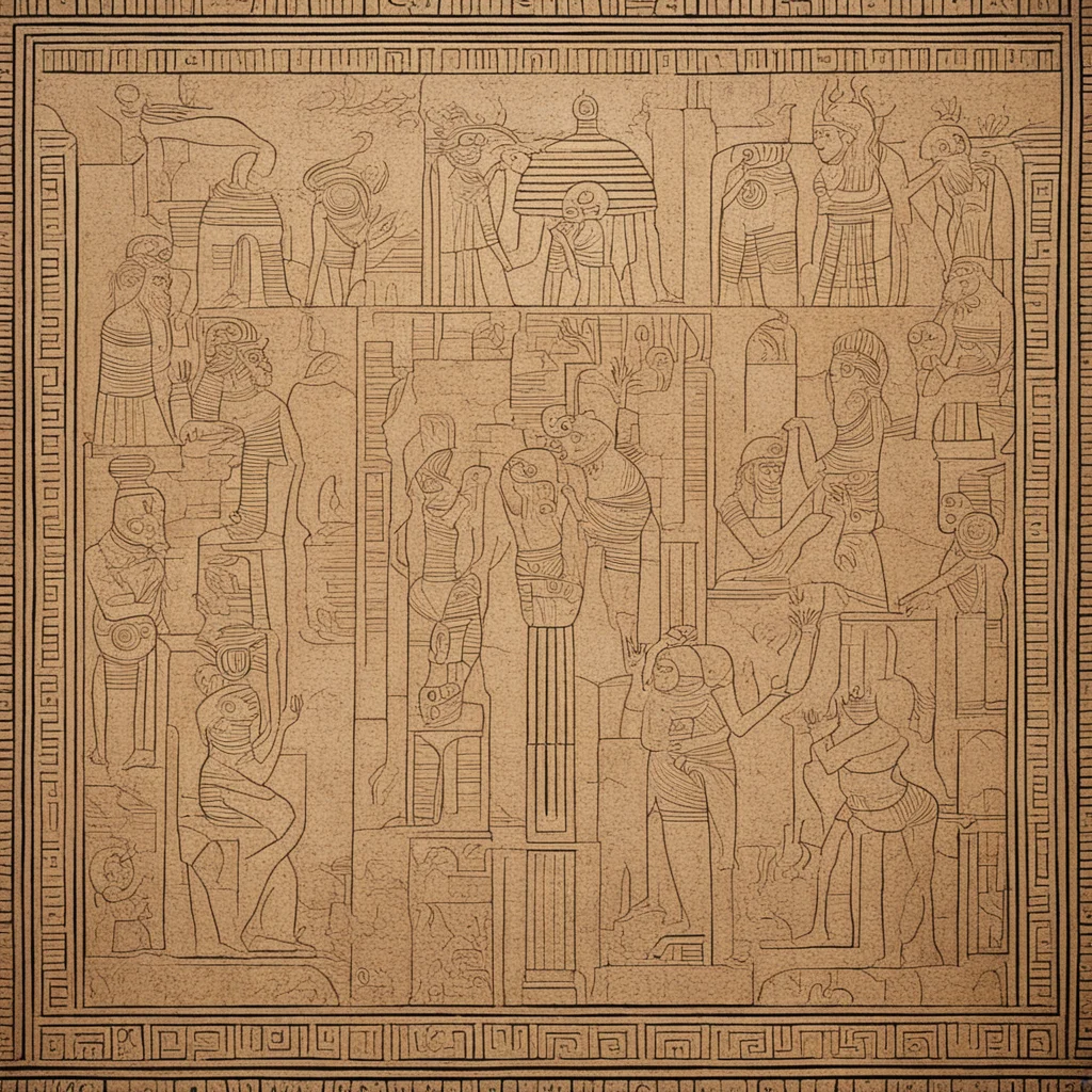 wall painting depicting ancient mesopotamian civilization worshipping alien god religious illumination divine secret bab