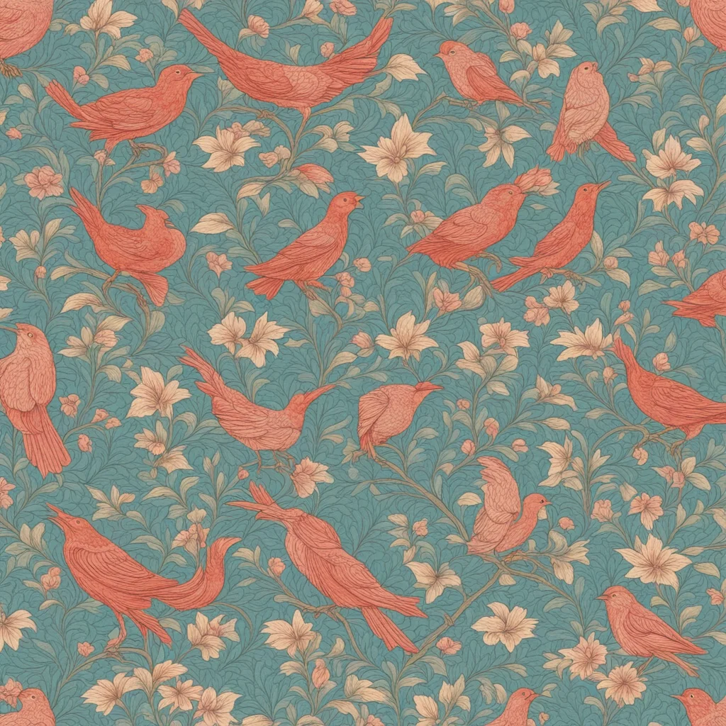 wallpaper pattern birds 8k William Morris ar 169