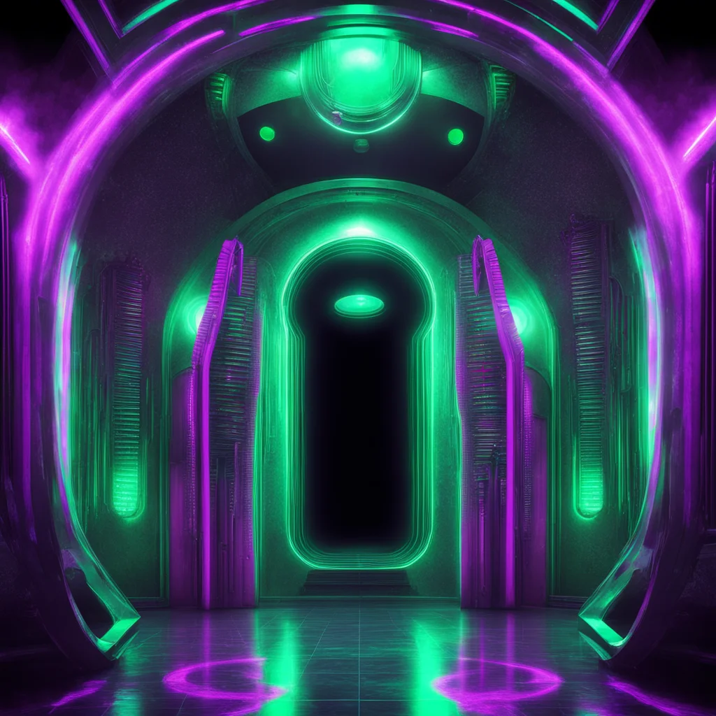 weird alien entrance to a night club retro futurism raygun gothic style utopia aspect 919
